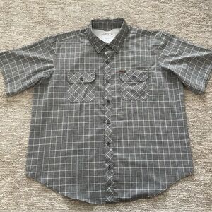 Orvis Tech Shirt Mens XXL Gray Heather Check Outdoor Performance Hiking Fishing